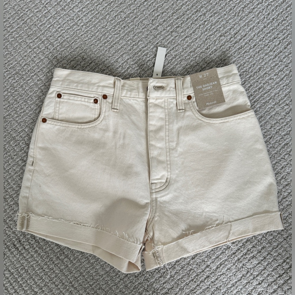 Madewell Dad Jeans White Denim Shorts Size 27 NWT